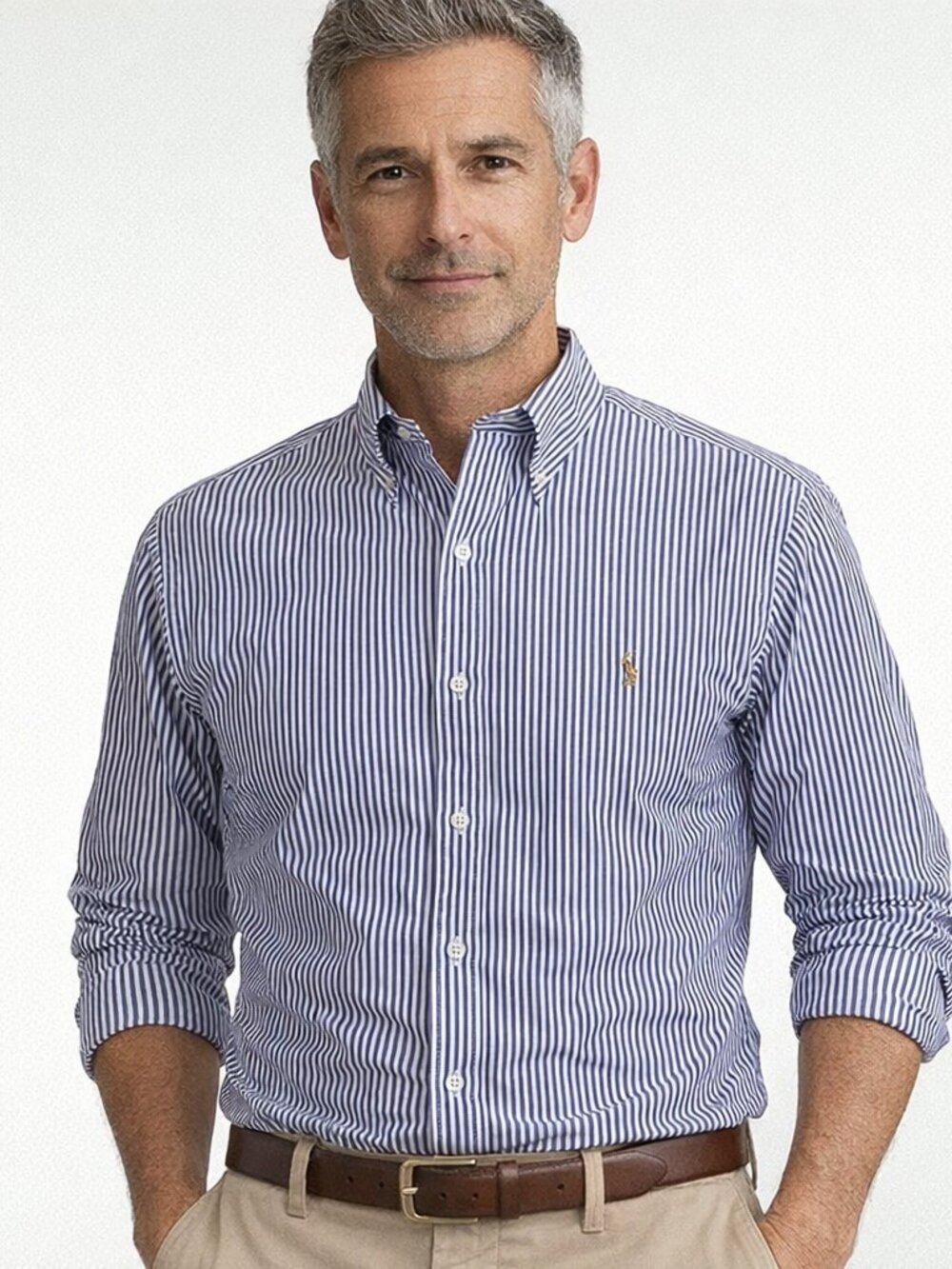 Ralph Lauren Men’s Button-Down Shirt 16.5 | Blue & White Striped | Long Sleeve